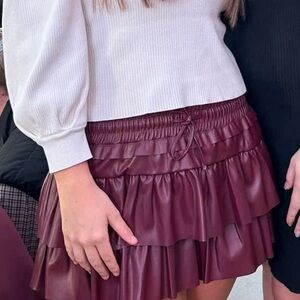 Elegant Burgundy Tiered Skirt